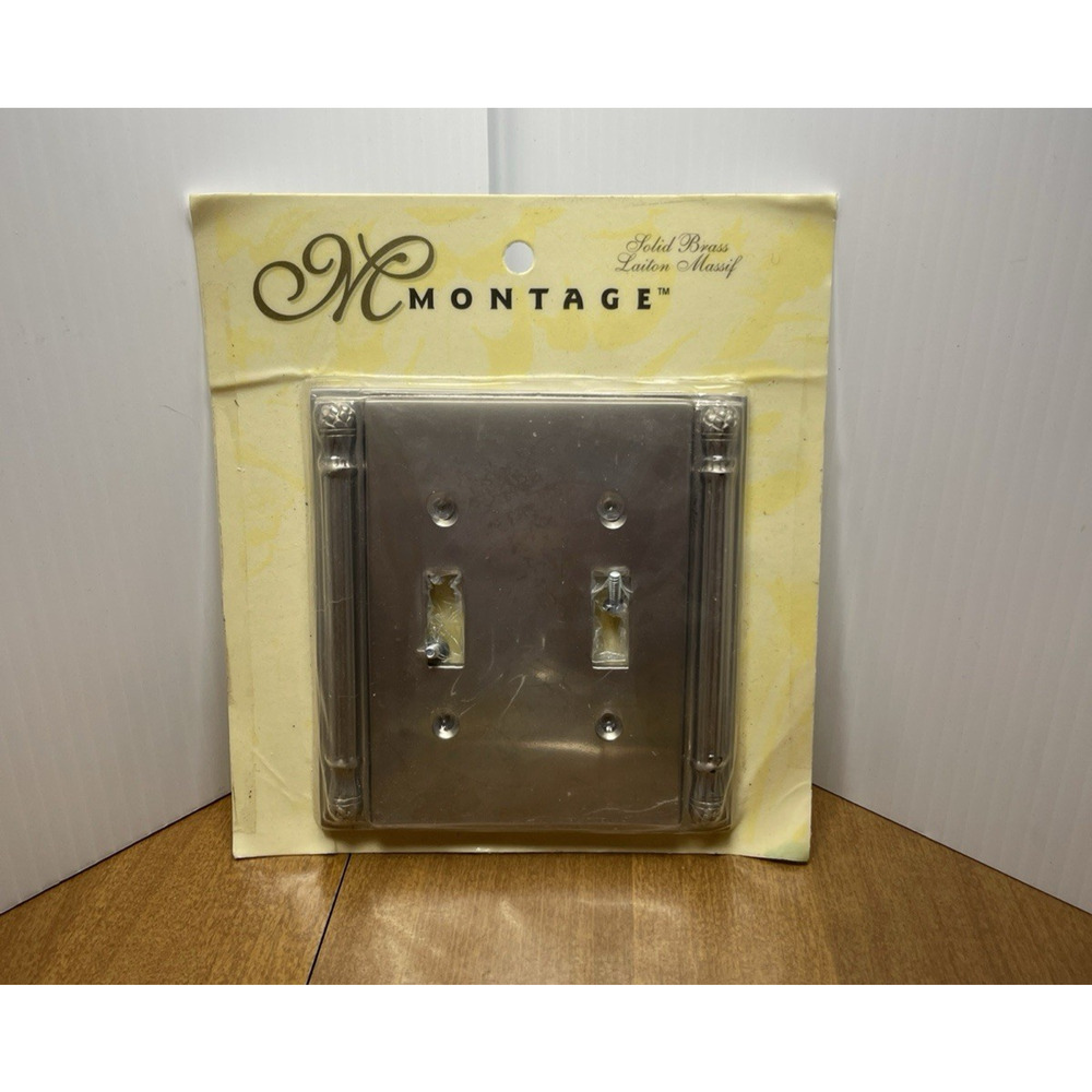 Brass Light Switch Plate Cover Silver Double Toggle Montage New